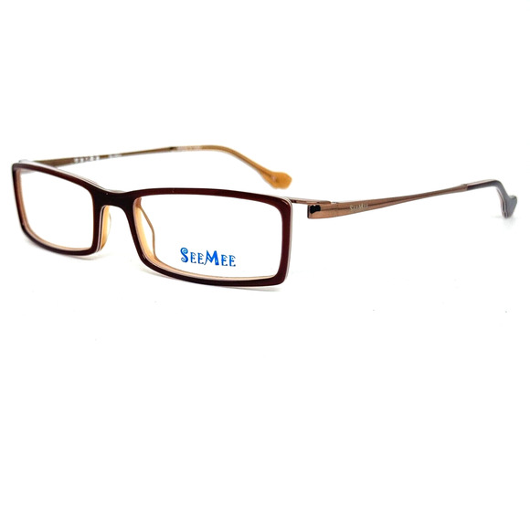 SEEMEE NR167 Full Rim Rectangular Metal Eyeglasses Frames Burgundy 53-18 H14398 - Picture 1 of 8